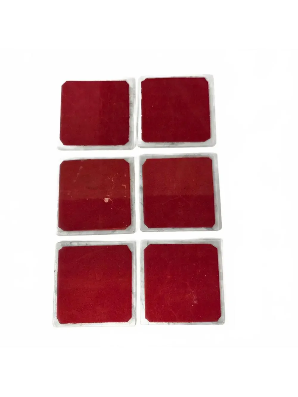 Vintage Marble Coaster Set with Holder White Gray Stone Drink Coasters Set of 6